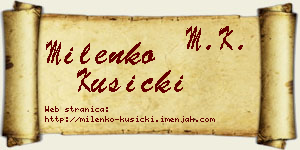 Milenko Kusicki vizit kartica